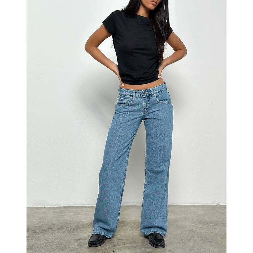 Motel Rocks Low Rise Parallel Jeans in Blue Stone Size W30 L32W30 L32